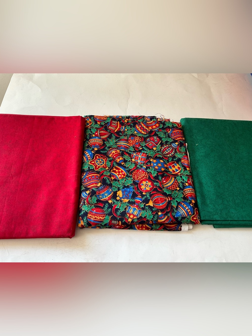 Christmas Theme Fabric Lot Quilting Sewing Green Red Paisley Colorful Ornaments
